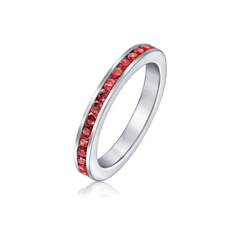 Anello Eternity in Rubino - Colore Argento