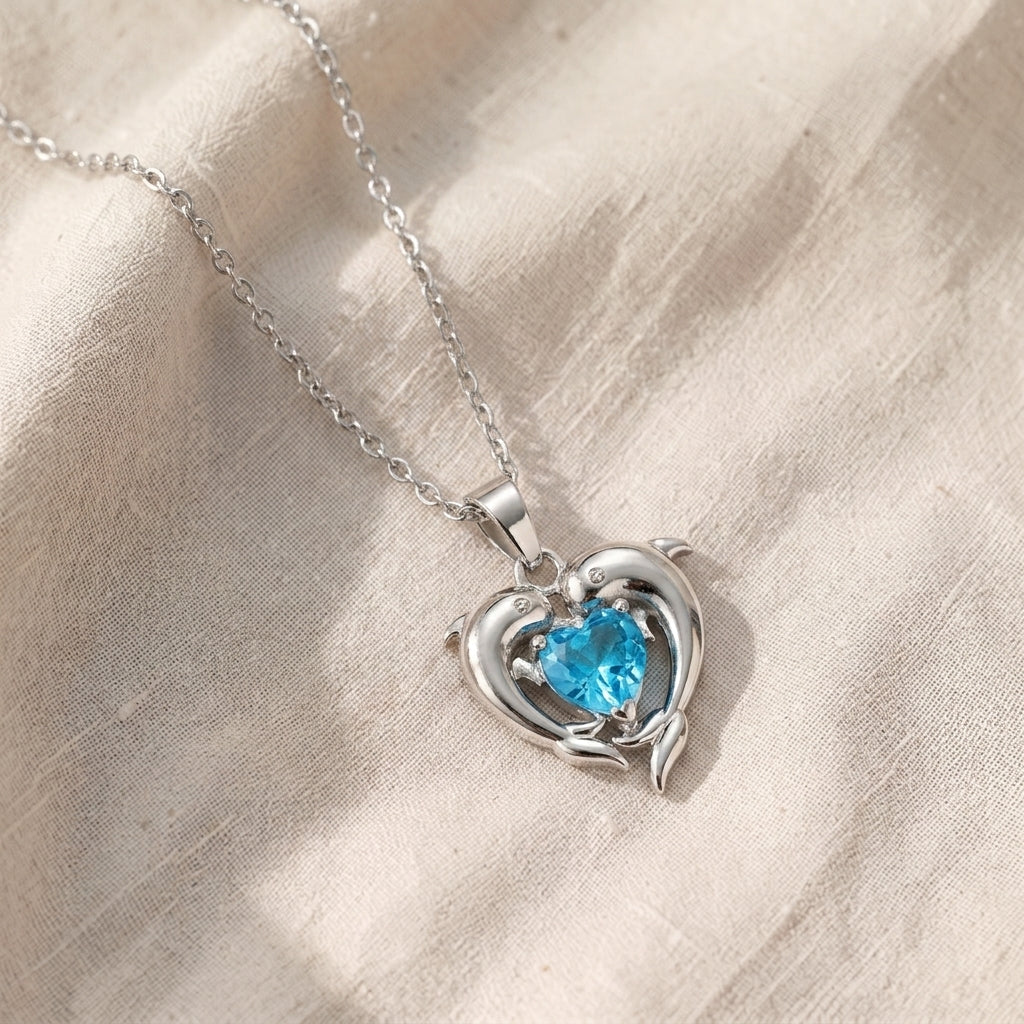 Collana Ocean Heart Twins | Tonalità Argento