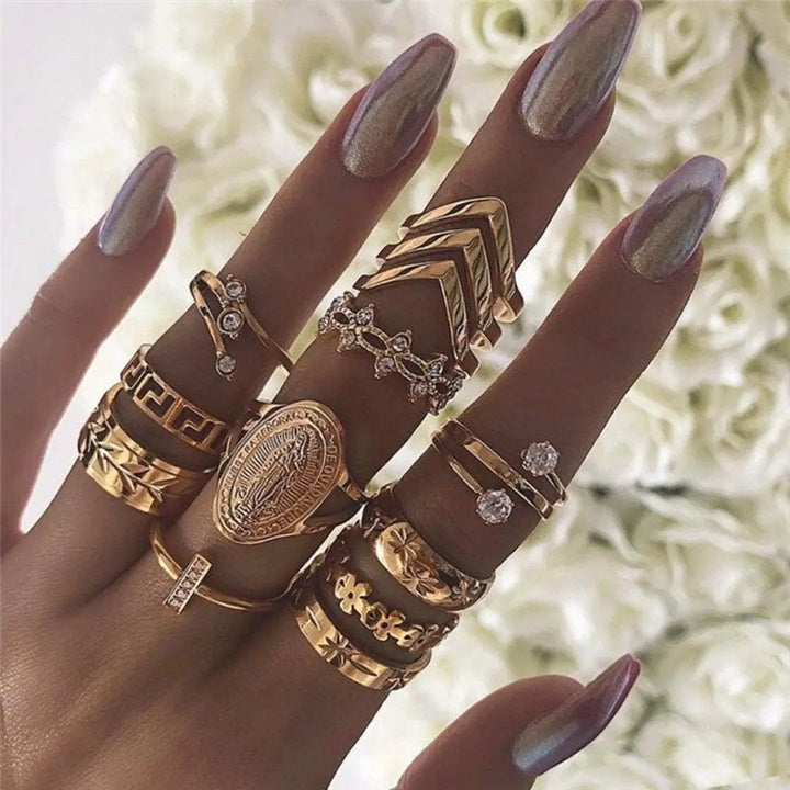 Set di Anelli Boho – 8 a 12 Anelli Misti