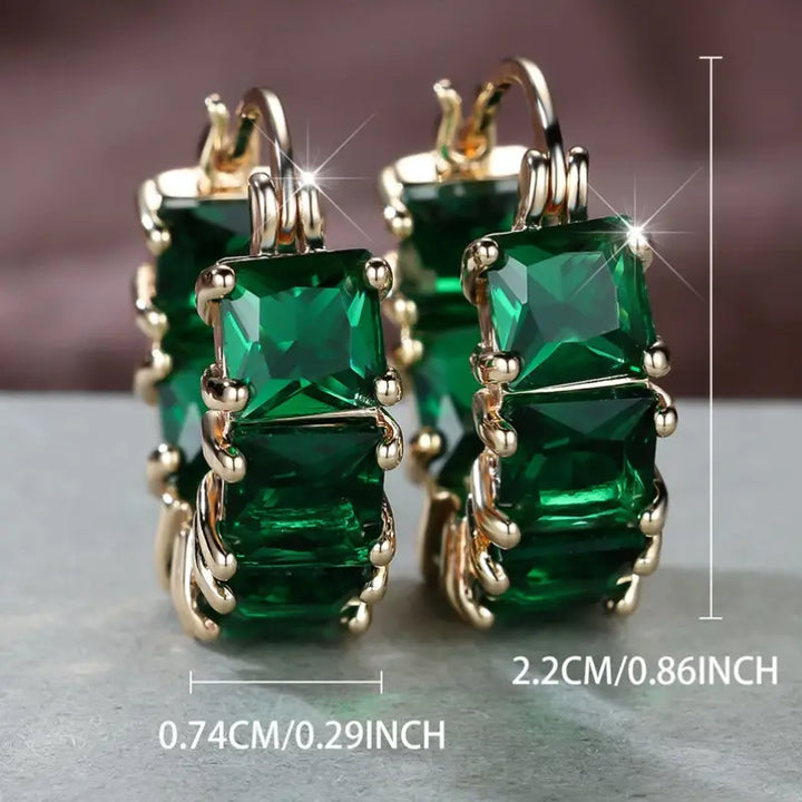 Orecchini Emeris Emerald di Rowena | Color Oro
