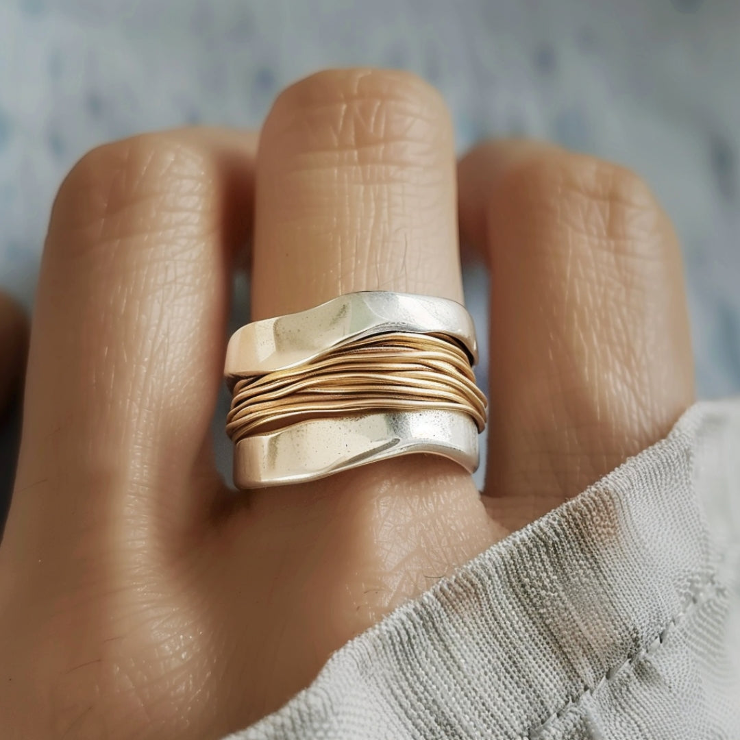 Anello argento-oro con filo