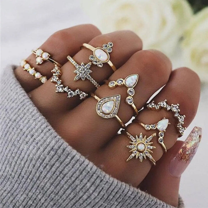 Set di Anelli Boho – 8 a 12 Anelli Misti
