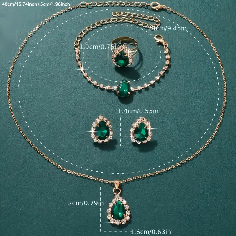 Set di Gioielli Elisandre Vermont in Smeraldo | Colore Oro