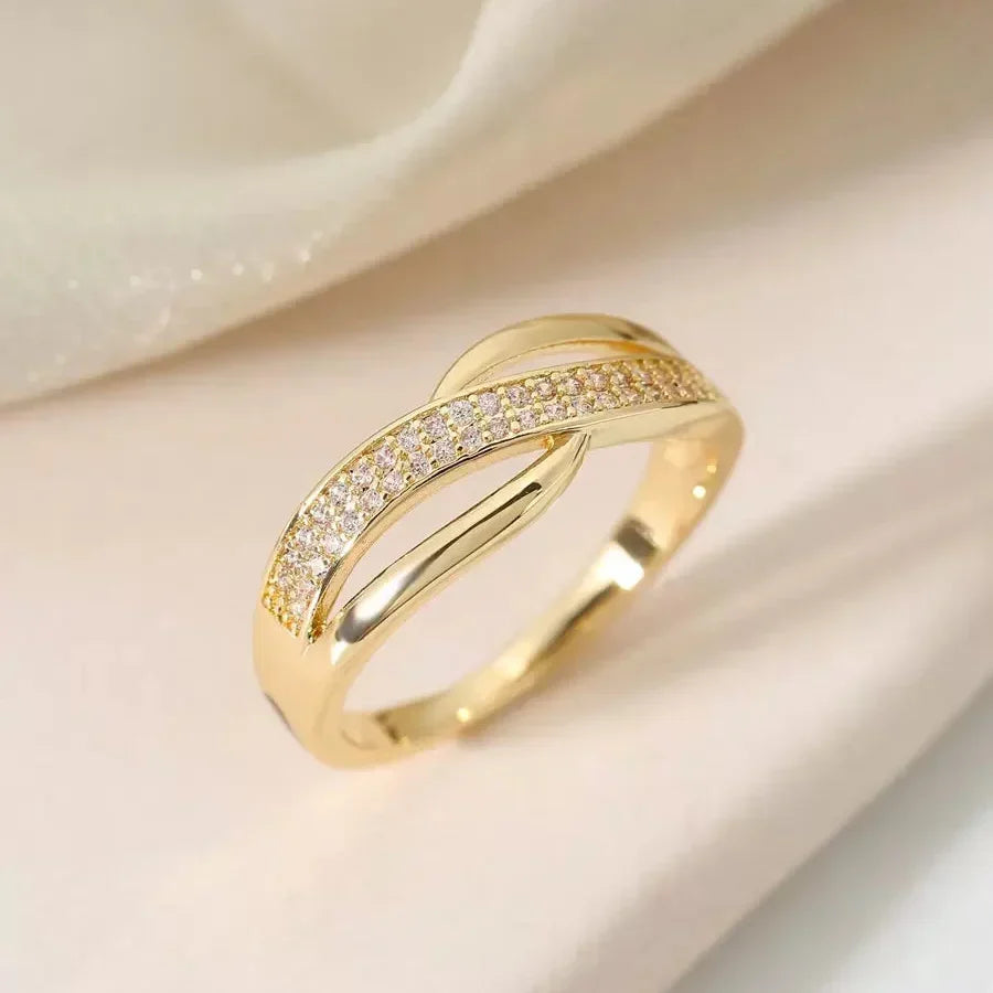 Anello Catherine in Oro e Argento con Cristalli di Zirconia