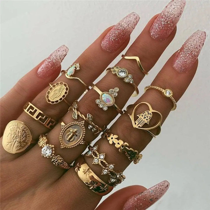 Set di anelli Boho – 8 a 12 anelli misti