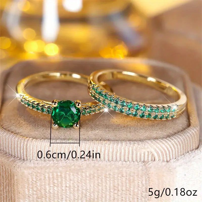 Set di anelli duo in oro con smeraldo
