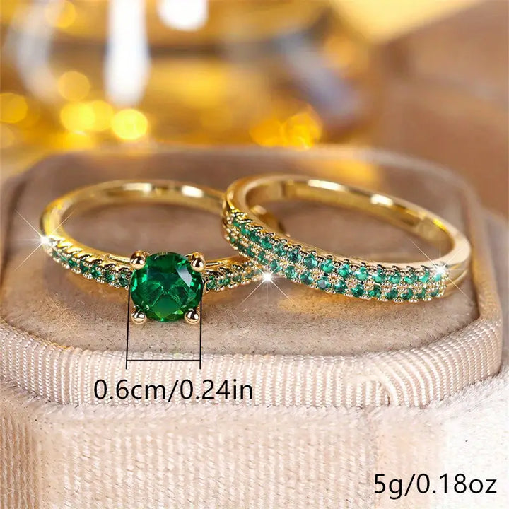 Set di anelli duo in oro con smeraldo