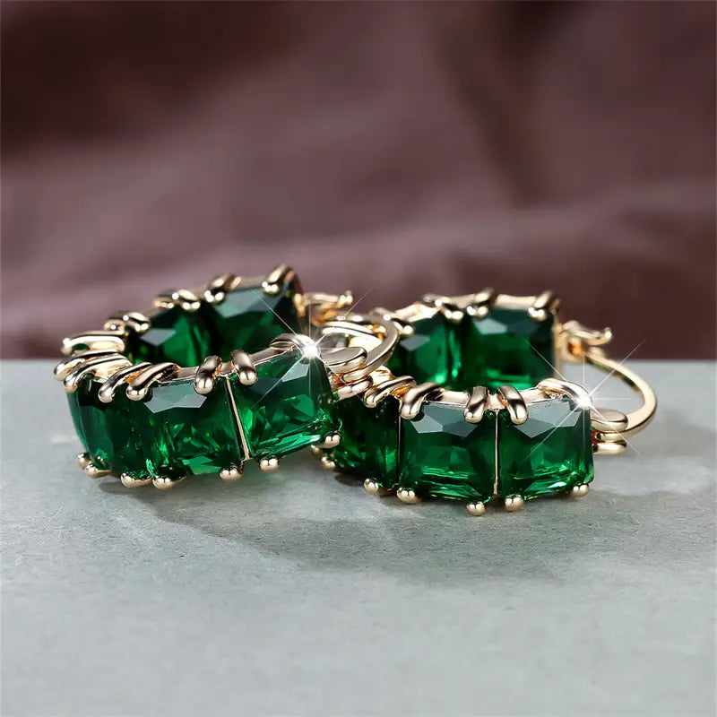 Orecchini Emeris Emerald di Rowena | Color Oro