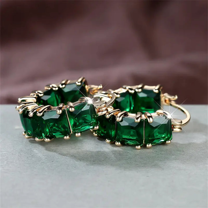 Orecchini Emeris Emerald di Rowena | Color Oro