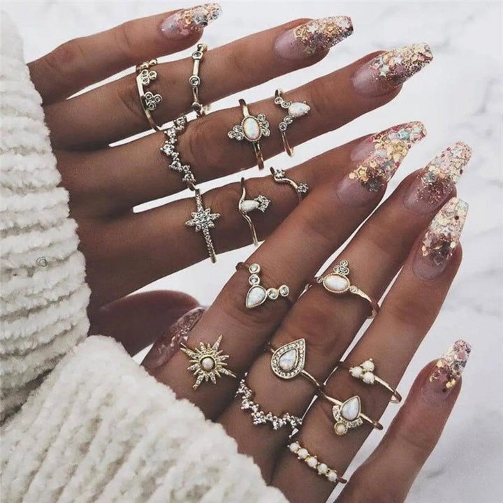Set di Anelli Boho – 8 a 12 Anelli Misti