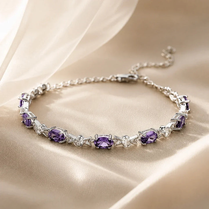 Bracciale in argento con anelli e ametista