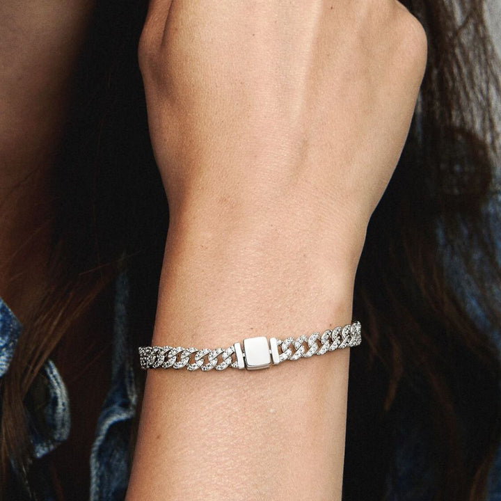 Bracciale cubano con moissanite | Oro