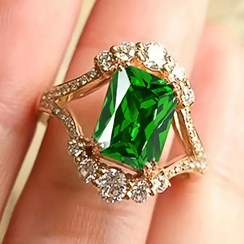 Anello Elisova Grenthal in smeraldo | Tonalità oro