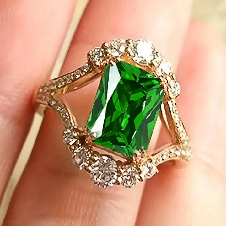 Anello Elisova Grenthal in smeraldo | Tonalità oro