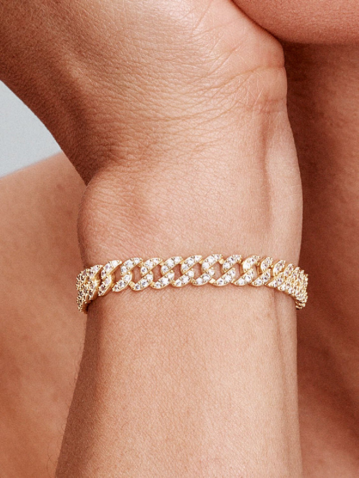 Bracciale cubano con moissanite | Oro