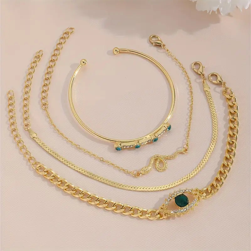 Set di Bracciali Serpina Veyra in Verde Smeraldo | Colore Oro