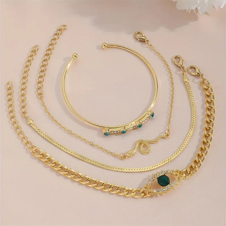 Set di Bracciali Serpina Veyra in Verde Smeraldo | Colore Oro