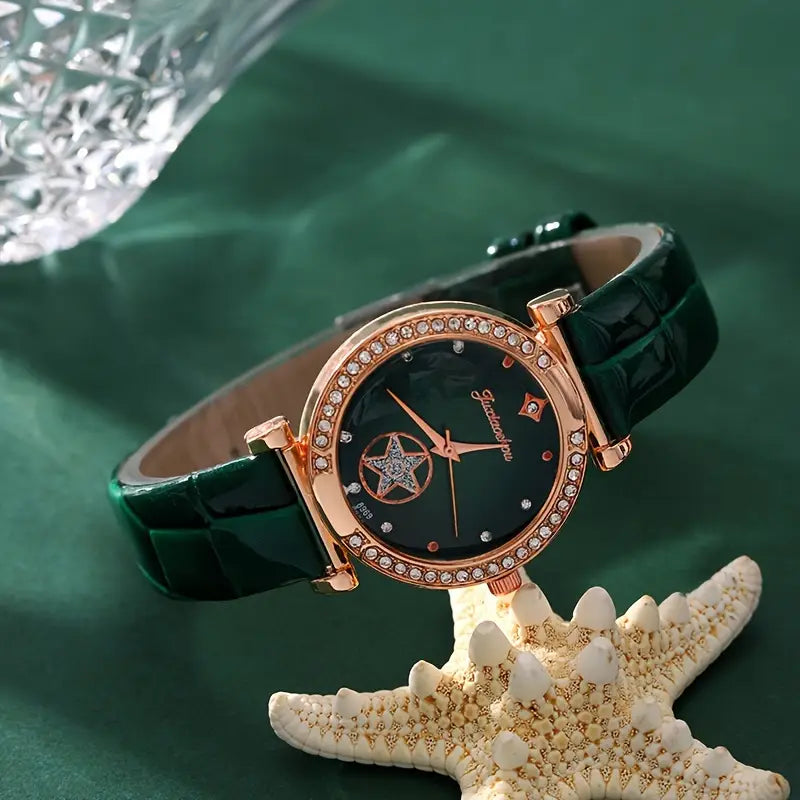 Set di Gioielli Verdantra Timecourt in Oro con Gemma Verde Smeraldo