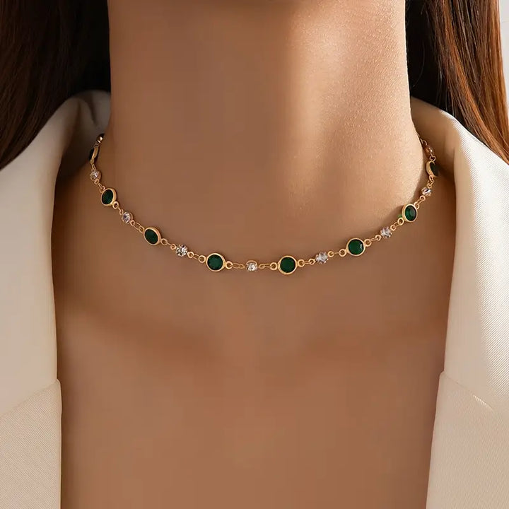 Collana con pendente verde smeraldo