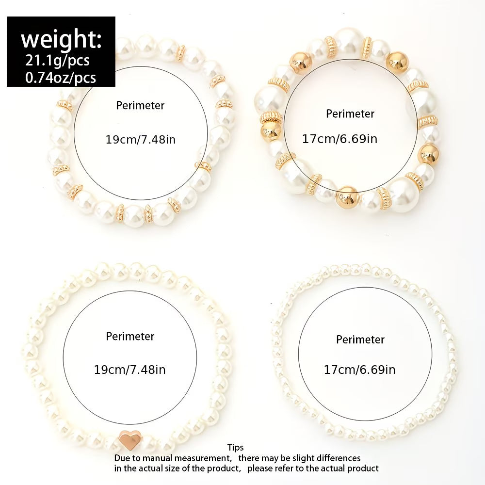 Set di 4 braccialetti di perline da impilare