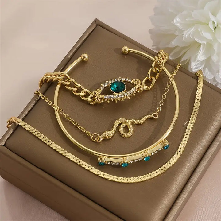 Set di Bracciali Serpina Veyra in Verde Smeraldo | Colore Oro
