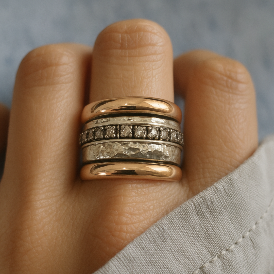 Anello spesso oro-argento