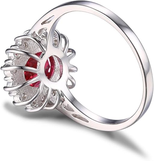 Anello Halo Classico Rubino - Tonalità Argento