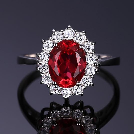 Anello Halo Classico Rubino - Tonalità Argento