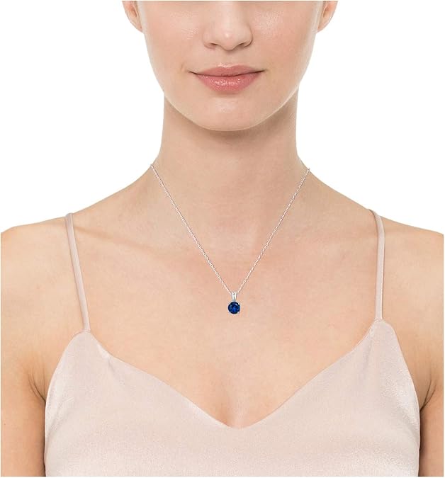 Collana con Zaffiro a Taglio Rotondo | Tonalità Argento