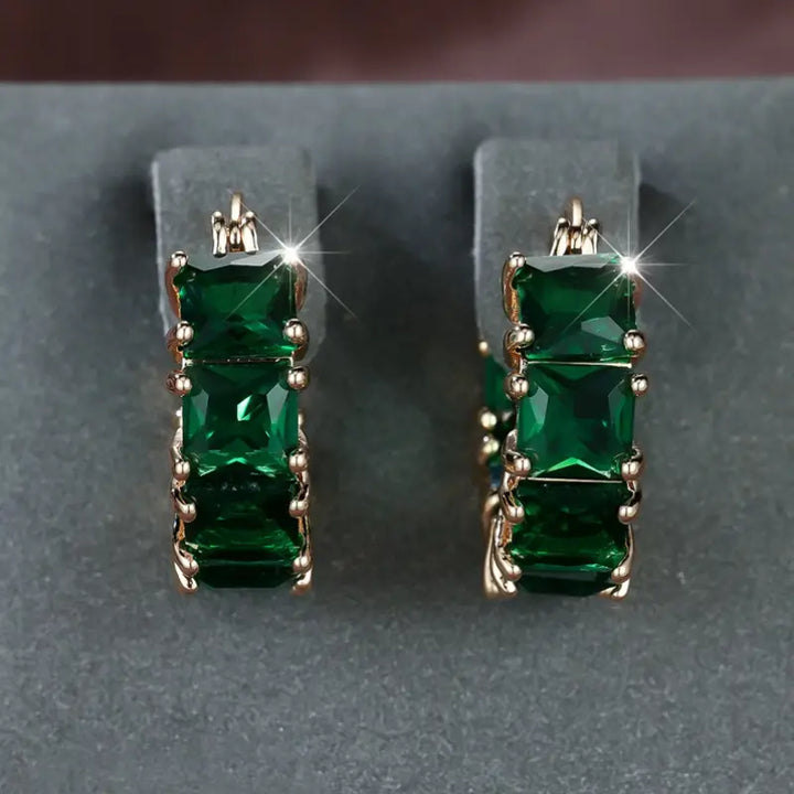 Orecchini Emeris Emerald di Rowena | Color Oro