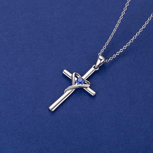 Collana a Croce in Zaffiro | Colore Argento