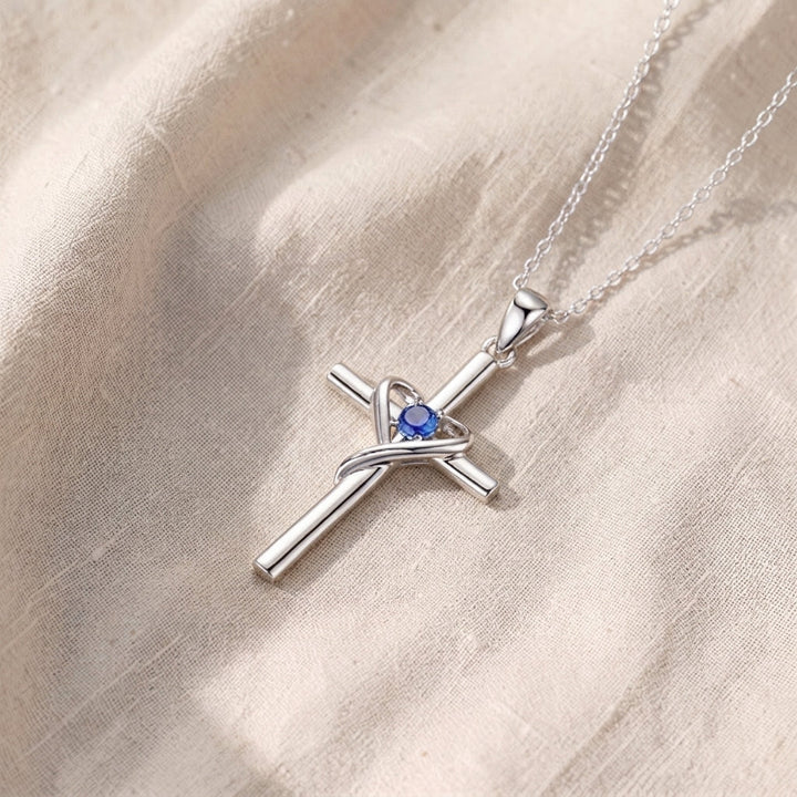 Collana a Croce in Zaffiro | Colore Argento