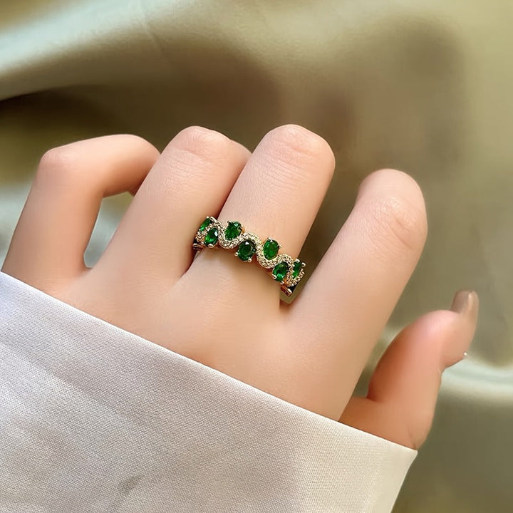 Anello Calira in Smaraldo Aperto | Tonalità Oro