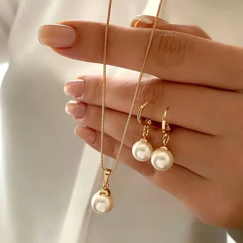Set di Gioielli in Perle Golden Grace - Oro