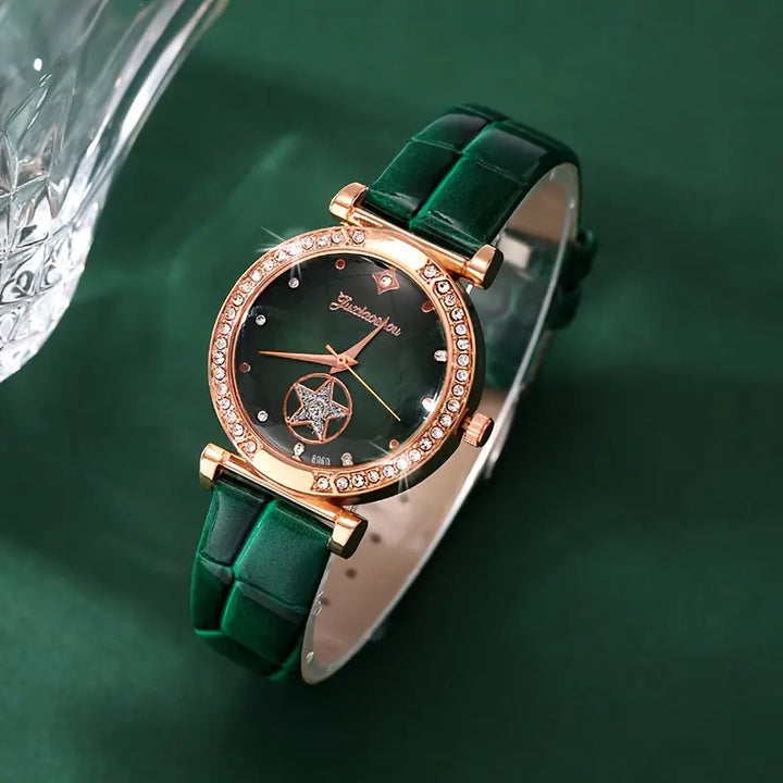Set di Gioielli Verdantra Timecourt in Oro con Gemma Verde Smeraldo