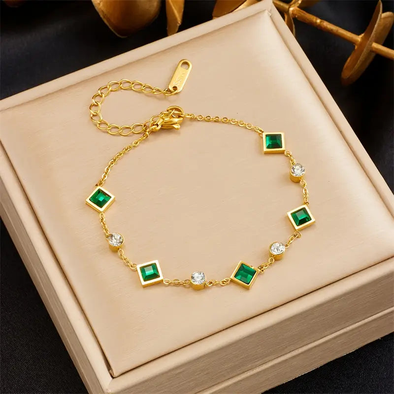 Bracciale Amelisse Glenwyn in smeraldo | Tonalità oro