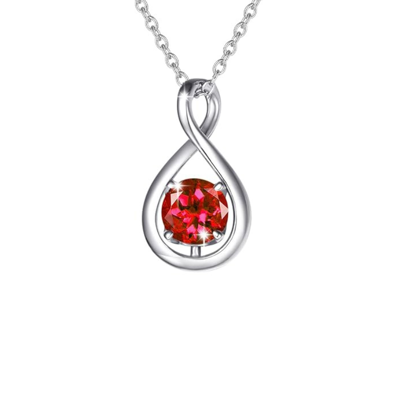 Collana con Pendente Infinity in Rubino - Tonalità Argento