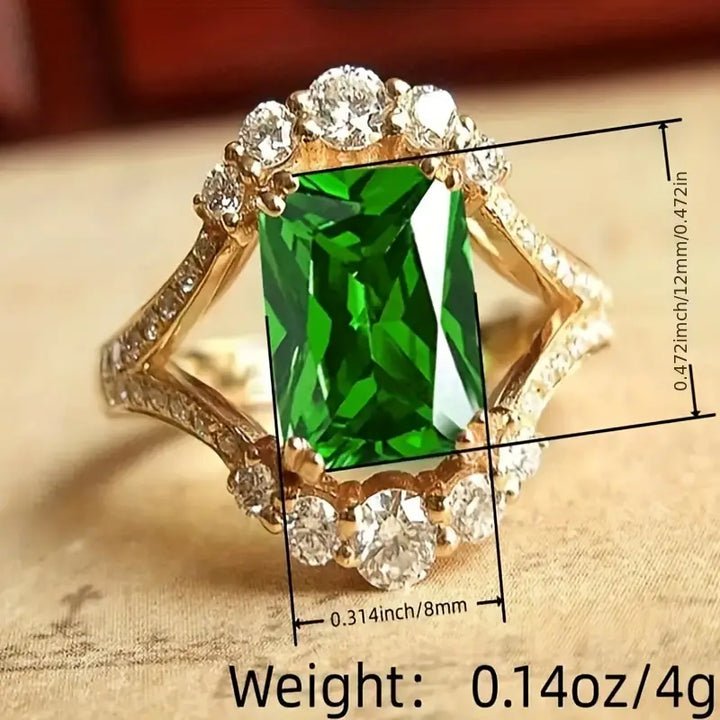 Anello Elisova Grenthal in smeraldo | Tonalità oro