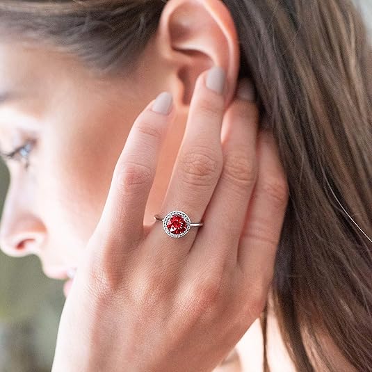 Anello Promessa Rubino Glow Cremisi - Tonalità Argento