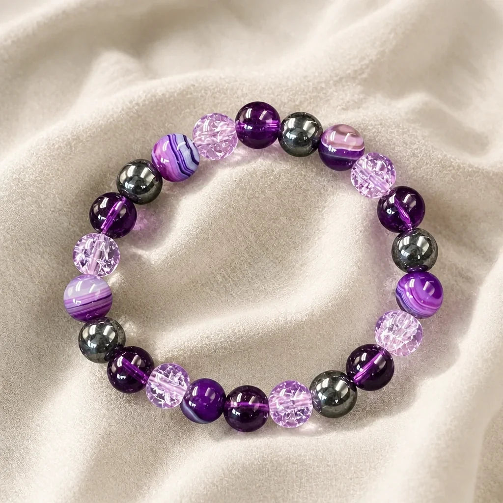 Bracciale con ciondoli in ametista e agata
