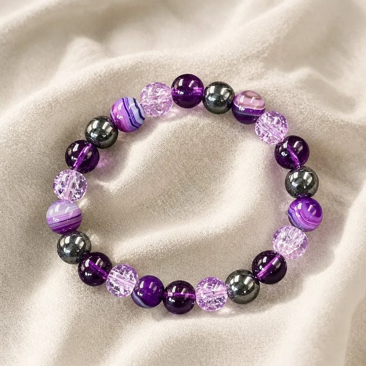 Bracciale con ciondoli in ametista e agata