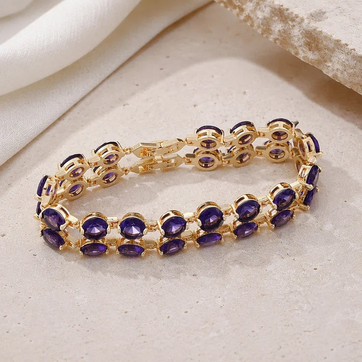 Bracciale tennis in oro con ametista