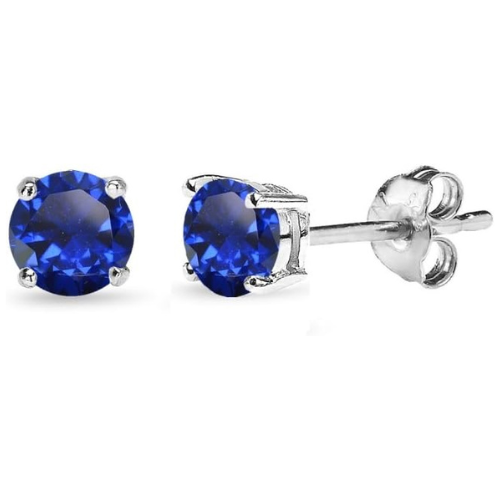 Orecchini a Perno Classici in Zaffiro | Colore Argento