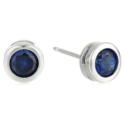 Orecchini a bottone con incastonatura a baguette | Colore argento