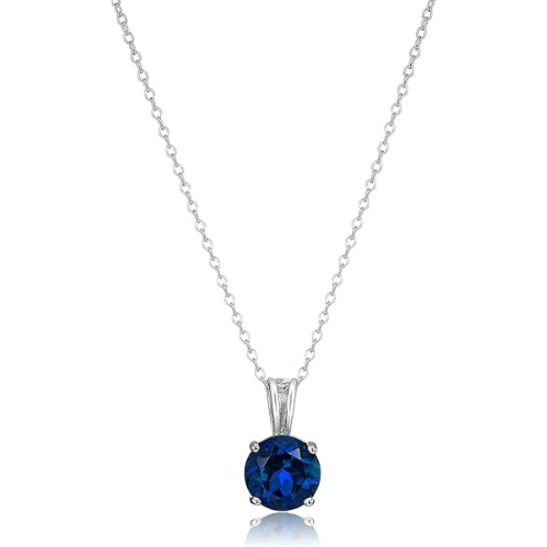 Collana con Zaffiro a Taglio Rotondo | Tonalità Argento