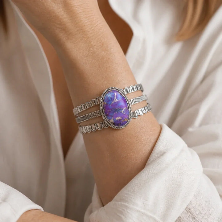 Bracciale rigido bohemien regolabile