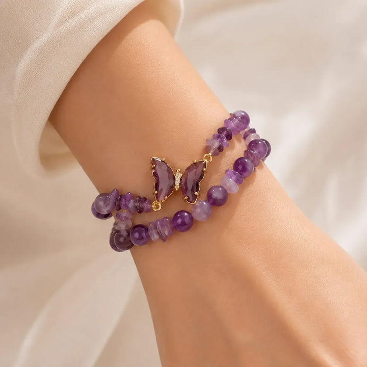Set bracciale di perle con farfalle