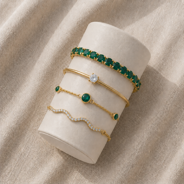 Bracciale con pietre preziose verdi