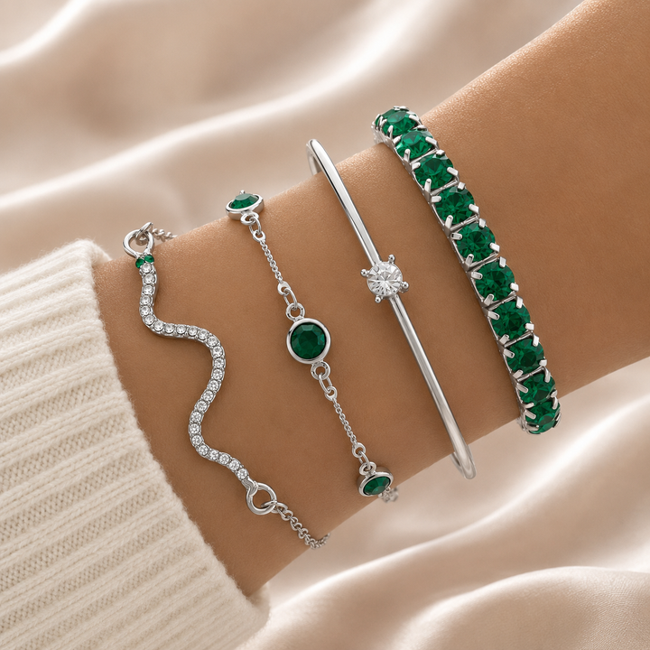 Bracciale con pietre preziose verdi
