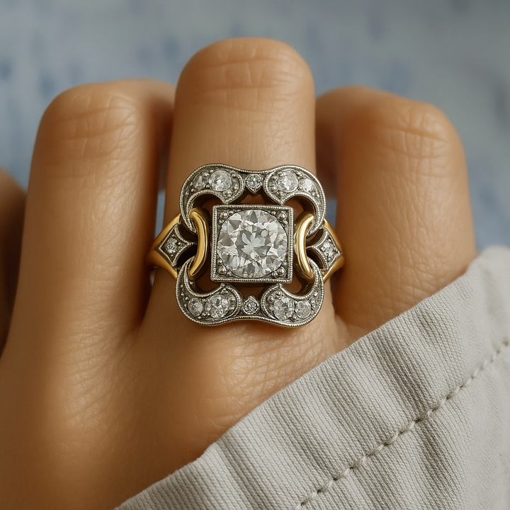 Anello dorato e vistoso